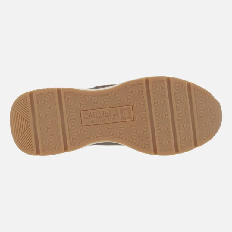 Zapatillas deportivas en piel metalizada plomo con picados