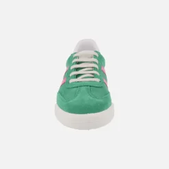 Zapatillas deportivas en piel serraje con cierre de cordones