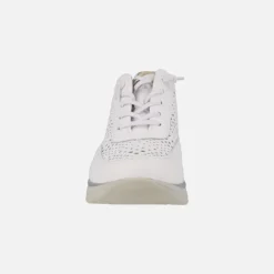 Zapatillas deportivas en piel blanca con cordones elásticos