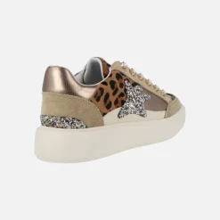 Zapatillas deportivas Exé en animal print y glitter