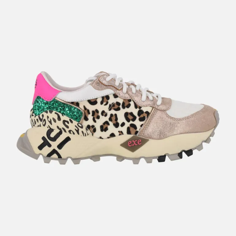 Zapatillas deportivas EXE de piel con estampado animal print