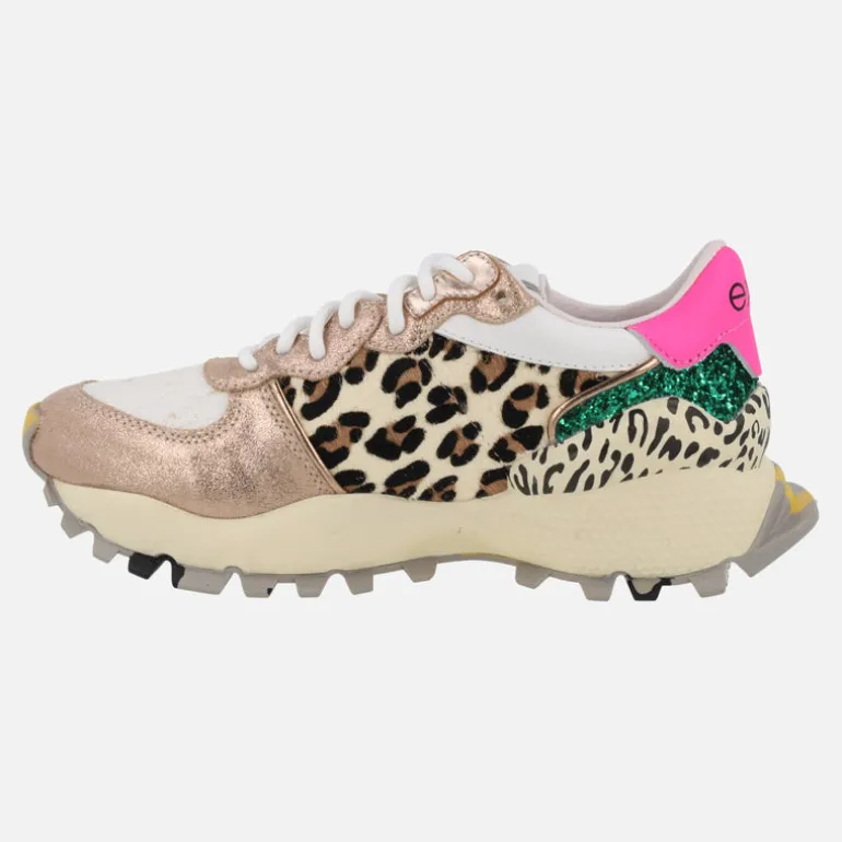 Zapatillas deportivas EXE de piel con estampado animal print