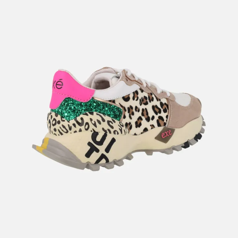 Zapatillas deportivas EXE de piel con estampado animal print