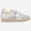 Zapatillas deportivas Indiana en piel blanca con detalles metalizados