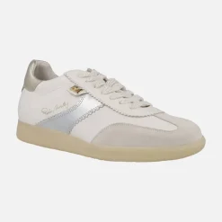 Zapatillas deportivas Indiana en piel blanca con detalles metalizados
