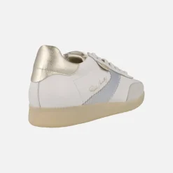 Zapatillas deportivas Indiana en piel blanca con detalles metalizados
