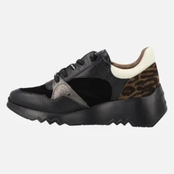 Zapatillas deportivas multimaterial con talon en leopardo Flash