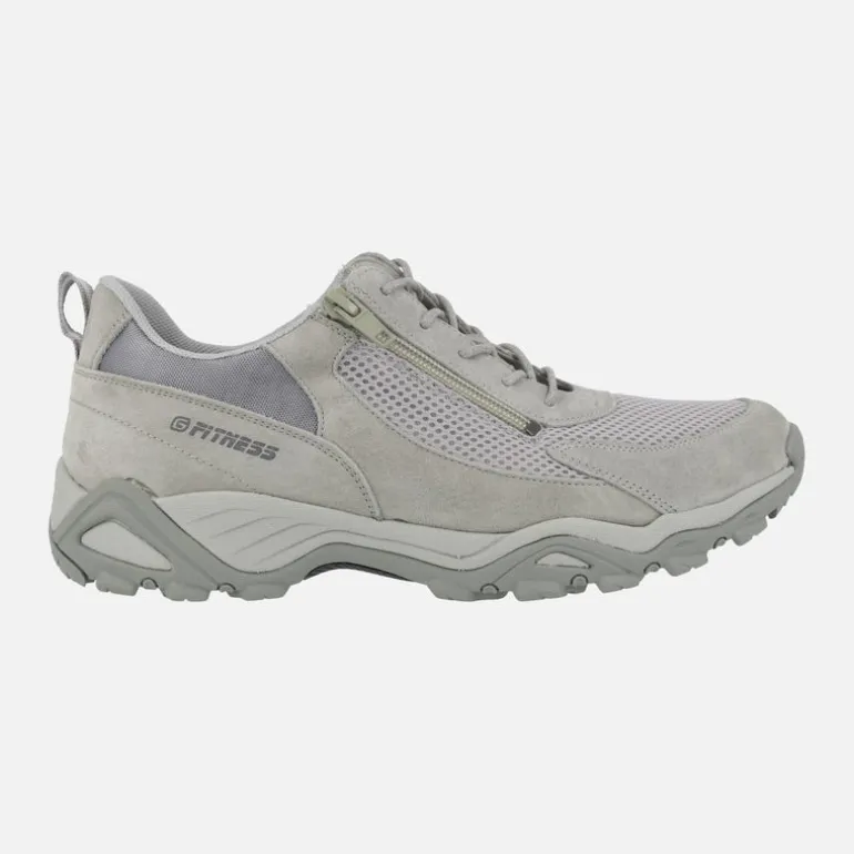 Zapatillas deportivas para mujer en piel y rejilla con cremallera