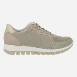 Zapatillas deportivas para mujer en combinado taupe - oro