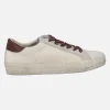Zapatillas deportivas para mujer en pelo beige con detalles burdeos Rano