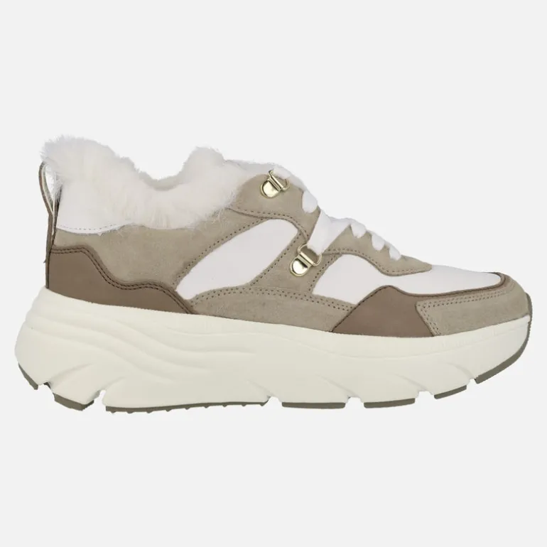 Zapatillas deportivas para mujer Diamanta en combinado blanco y beige