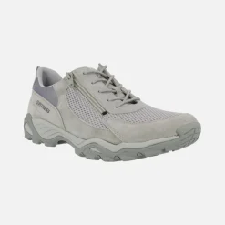 Zapatillas deportivas para mujer en piel y rejilla con cremallera