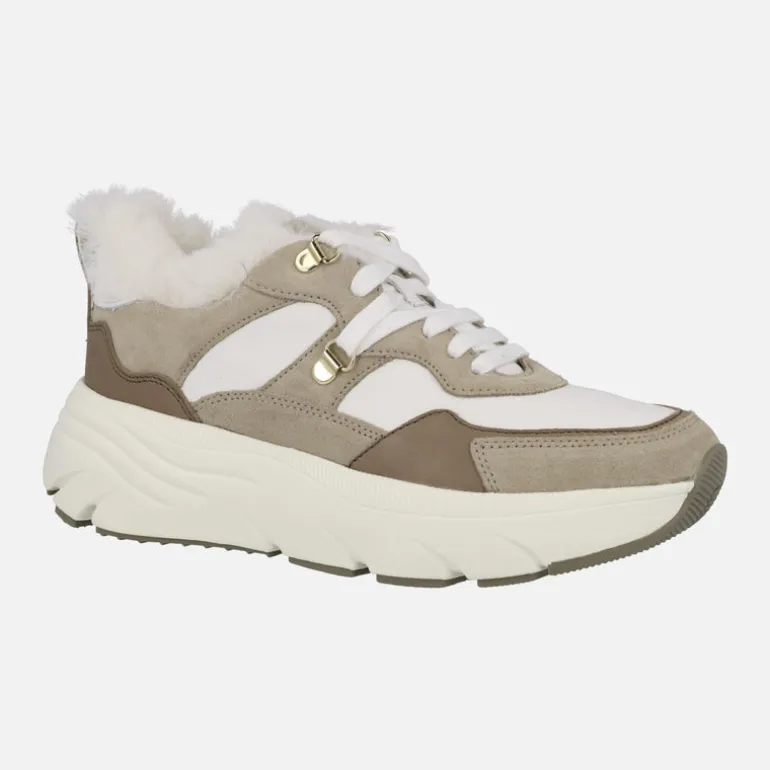 Zapatillas deportivas para mujer Diamanta en combinado blanco y beige