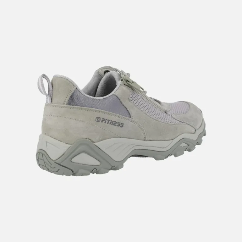 Zapatillas deportivas para mujer en piel y rejilla con cremallera