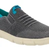 Zapatillas en tejido gris con talonera azul para hombre