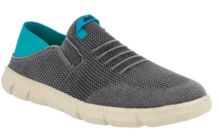 Zapatillas en tejido gris con talonera azul para hombre