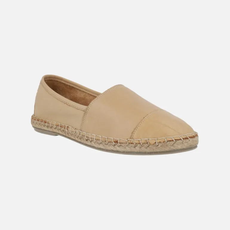 Zapatillas planas de esparto en piel con puntera Alba