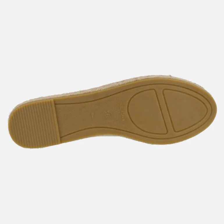 Zapatillas planas de esparto en piel con adorno joya