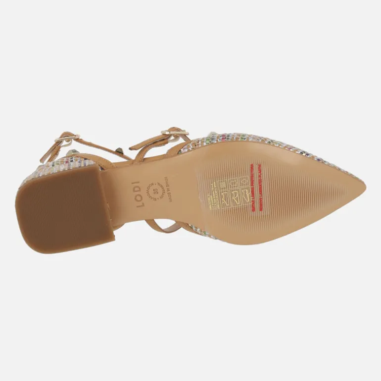 Zapatos Amur-te Multi en rafia multicolor con tachas doradas
