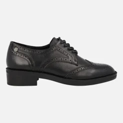 Zapatos blucher para la vega en piel negra con picados