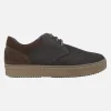 Zapatos casual de cordones en nobuck negro con talonera marrón