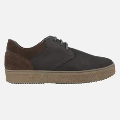 Zapatos casual de cordones en nobuck negro con talonera marrón