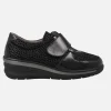 Zapatos confort con cierre de velcro en animal print negro y gris