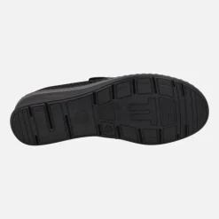 Zapatos confort con cierre de velcro en animal print negro y gris