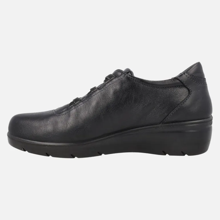 Zapatos confort de piel con cordones elásticos