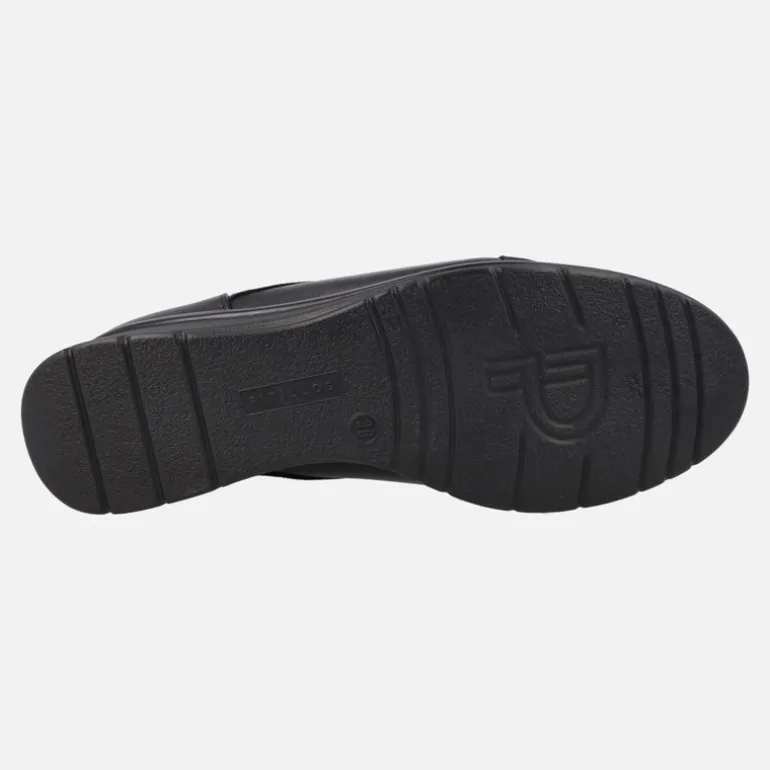 Zapatos confort en combinado negro con elásticos cruzados