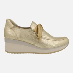 Zapatos confort en piel metalizada con cordones