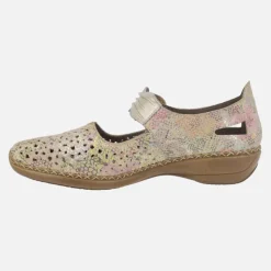 Zapatos confort estilo mercedes en piel multicolor con cierre de velcro