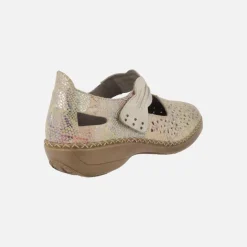 Zapatos confort estilo mercedes en piel multicolor con cierre de velcro