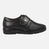 Zapatos confort para mujer en piel negra con cierre de velcro