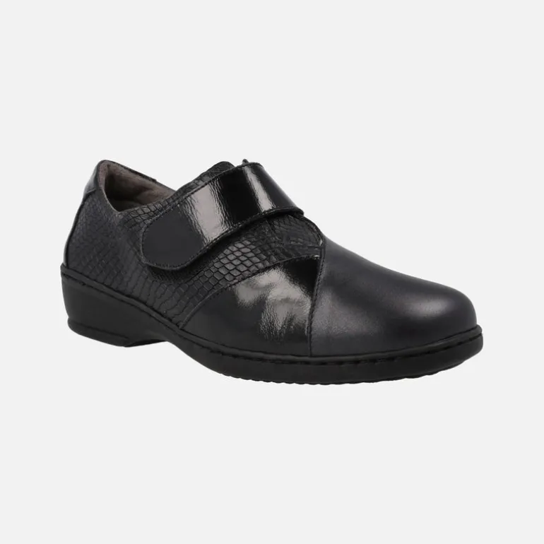 Zapatos confort para mujer en combinado negro con cierre de velcro