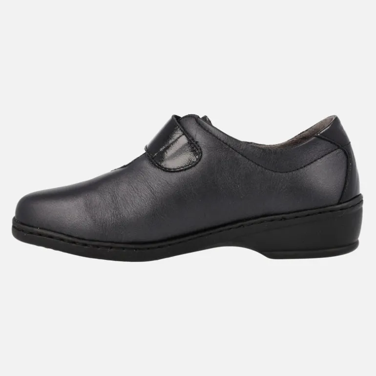 Zapatos confort para mujer en combinado negro con cierre de velcro