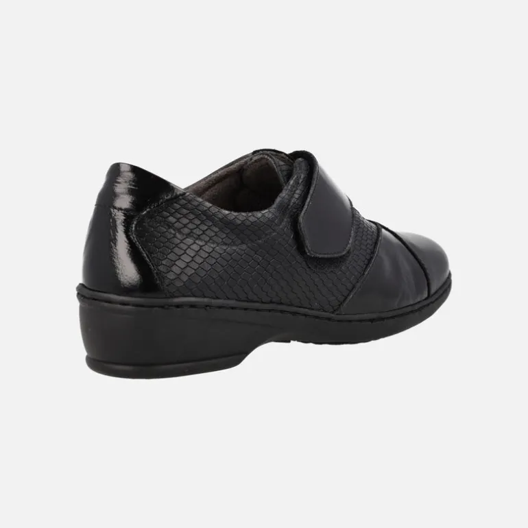 Zapatos confort para mujer en combinado negro con cierre de velcro