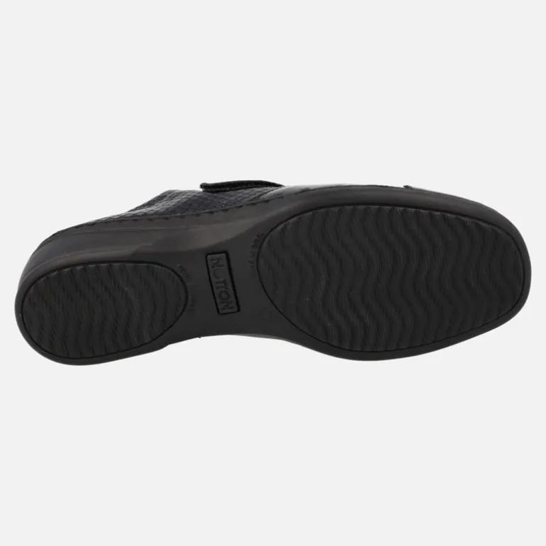 Zapatos confort para mujer en combinado negro con cierre de velcro