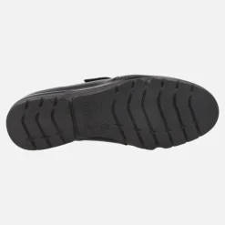 Zapatos confort para mujer en piel negra con cierre de velcro