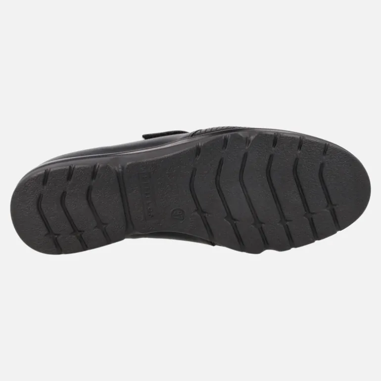 Zapatos confort para mujer en piel negra con cierre de velcro