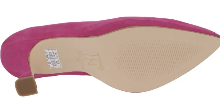 Zapatos corte salón de ante con plataforma y tacones de 8 cms