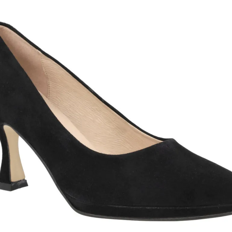 Zapatos corte salón de ante con plataforma y tacones de 8 cms