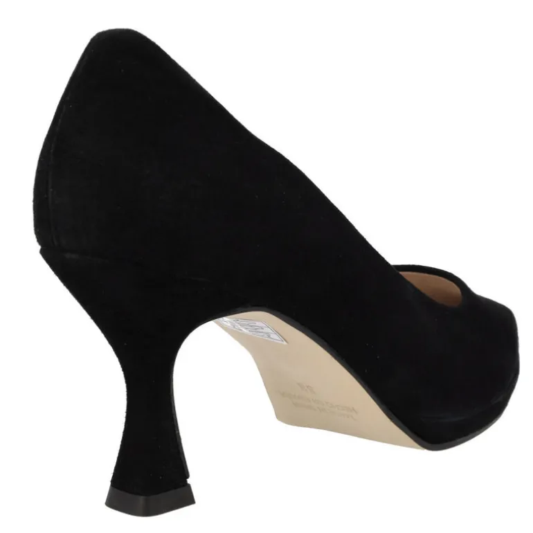 Zapatos corte salón de ante con plataforma y tacones de 8 cms