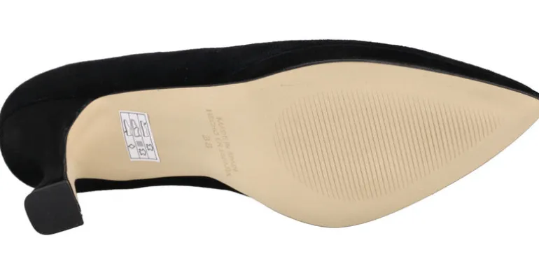Zapatos corte salón de ante con plataforma y tacones de 8 cms