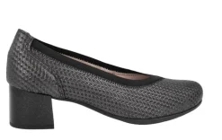 Zapatos corte salón de piel grabada con tacón bajo
