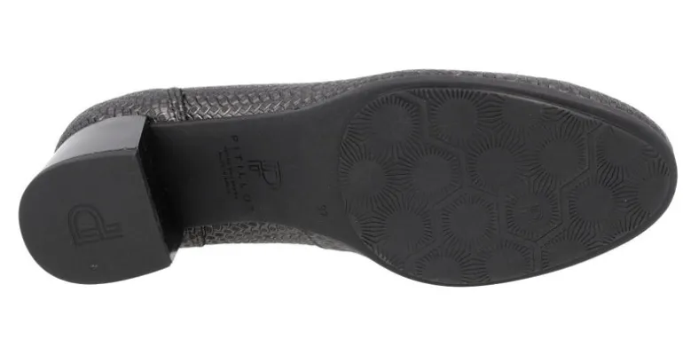 Zapatos corte salón de piel grabada con tacón bajo