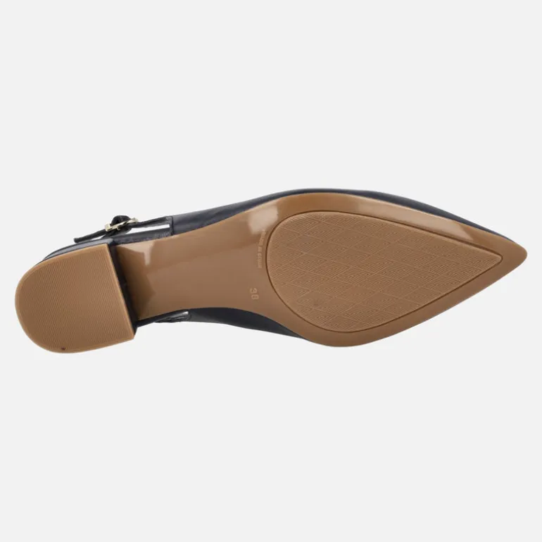 Zapatos corte salón destalonados con tacón bajo
