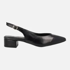 Zapatos corte salón destalonados con tacón bajo