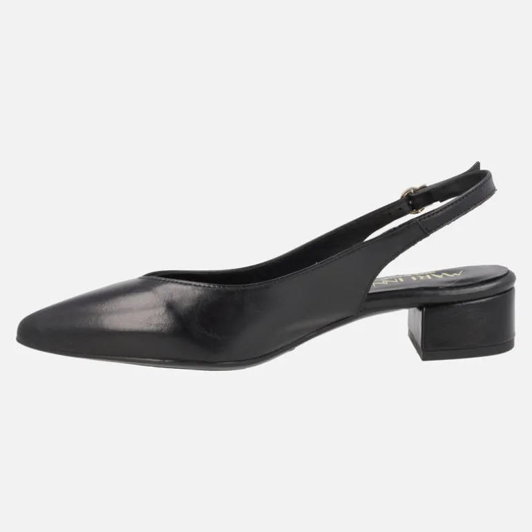 Zapatos corte salón destalonados con tacón bajo
