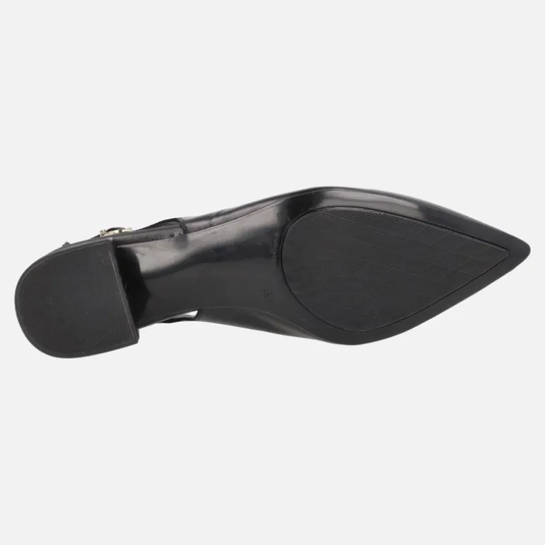 Zapatos corte salón destalonados con tacón bajo
